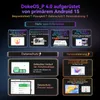 A marketing graphic detailing features of DokeOS_P 4.0 based on Android 15. Produktbild-Vorschau