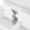 A close-up view of a white cabinet with a silver hinge. Anteprima dell’immagine prodotto