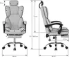 A collage of a light gray ergonomic office chair with dimensions marked. Produktbild-Vorschau
