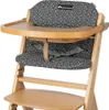 Close-up of a baby high chair with a patterned cushion and tray. Produktbild-Vorschau
