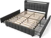 MODFU Lit avec rangement 90 x 200 cm - Tiroirs, ports USB Voir les images du produit 9