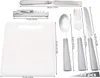 A set of picnic cutlery and a cutting board are laid out with dimensions indicated. Anteprima dell’immagine prodotto