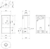 Technical drawing with dimensions of a fireplace. Podgląd zdjęcia produktu