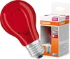 A red LED light bulb and its packaging are shown against a white background. Produktbild-Vorschau