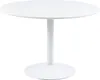 A white round dining table with a pedestal base, photographed against a white background. Voir les images du produit
