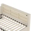A close-up view of the headboard of a bed with built-in shelving. Náhled obrázku produktu