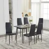 A dining set with a table and six chairs in a room with white cabinets and a window. Náhled obrázku produktu