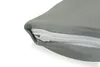 A close-up view of a gray fabric with a white zipper closure. Produktbild-Vorschau