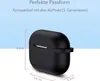 A black AirPods case with dimensions indicated by measurement lines and text indicating compatibility. Anteprima dell’immagine prodotto
