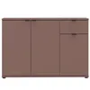 A front view of a terracotta-colored cabinet with three doors and one drawer, presented on a white background. Anteprima dell’immagine prodotto