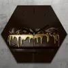 Uhr hexagonal 40 cm Glas Geräuschlos schwarze Zeiger - Gold Produktbild-Vorschau 1