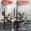 A woman is using a weight bench in a gym setting. Podgląd zdjęcia produktu
