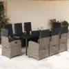 vidaXL 9dílný zahradní jídelní set s polštáři Grey Poly Náhled obrázku produktu 2