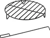 A black metal grill rack and a black metal poker are shown against a white background. Produktbild-Vorschau
