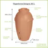 A diagram showing a rain barrel with dimensions and feature callouts. Voir les images du produit