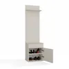 A tall, narrow hall tree with a shelf at the top, coat hooks, a drawer, and a cabinet for shoes. Produktbild-Vorschau