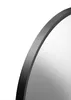 A close-up view of the edge of a round mirror with a black frame. Produktbild-Vorschau