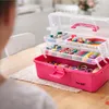 HMF Nähkasten aufklappbar mit 3 Ebenen, Sortierbox für Kleinteile in Pink Produktbild-Vorschau