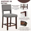 A detailed view of a bar stool, highlighting its features with text overlays. Produktbild-Vorschau