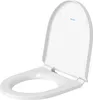 A white toilet seat with the lid open, shown from a slightly elevated side angle against a white background. Produktbild-Vorschau