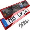 2 Kennzeichenhalter Rot - Chrom Kennzeichenhalterung Halter Produktbild-Vorschau 1