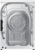 The back of a white washing machine with various hoses and a large circular metal plate. Voir les images du produit