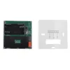 A disassembled electronic thermostat with its wall mount plate. Produktbild-Vorschau