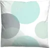 A pillow with a geometric pattern of circles and stripes. Produktbild-Vorschau