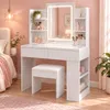 Make-up tafel met LED-verlichting en spiegel, met Productafbeelding-voorbeeld 1