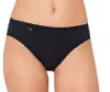 A close-up shot of a woman's lower torso wearing black Sloggi underwear. Produktbild-Vorschau