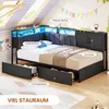 AODEMOKO Polsterbett mit LED-Beleuchtung, Ladestation, 2 Produktbild-Vorschau 7