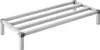 A silver aluminum shelving unit with four horizontal bars and four legs, shown against a white background. Voir les images du produit