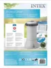 The image shows the packaging of an Intex Krystal Clear filter pump, with product details and graphics. Produktbild-Vorschau