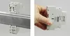 A hand is shown installing a white electrical component onto a metal rail. Produktbild-Vorschau