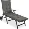 A gray outdoor lounge chair with a thick cushion, shown from a side-diagonal angle against a white background. Produktbild-Vorschau