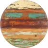 A round wooden tabletop with a distressed, multi-colored wood grain pattern. Anteprima dell’immagine prodotto