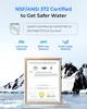 The image displays text and certifications related to water safety, set against a backdrop of snowy mountains and icy water. Podgląd zdjęcia produktu