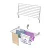 A wall-mounted drying rack shown in two states: empty and with towels hanging on it. Produktbild-Vorschau