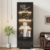 okwish Vitrine,Schwarze Hochglanzvitrinen mit Glastüren und Produktbild-Vorschau 3
