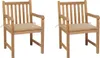 Gartenstühle 2 Stk. mit Beige Kissen Massivholz Teak Produktbild-Vorschau 1