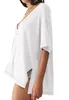 Oversized Damen-T-Shirt, tiefer V-Ausschnitt, lockere Produktbild-Vorschau 3