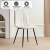 A single beige upholstered dining chair with black metal legs in a room setting. Produktbild-Vorschau