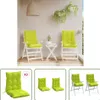 A collage of images showing outdoor chairs with green cushions, and close-ups of the cushions.