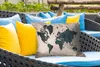 MuchoWow® Outdoor Kissen - Weltkarte - Blau - Braun - 50x30 Produktbild-Vorschau 4