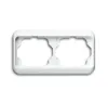 A white double-gang electrical outlet frame is shown against a white background. Podgląd zdjęcia produktu