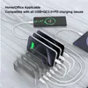 A charging station with multiple phones and a tablet plugged in, with text overlay describing its features. Náhled obrázku produktu