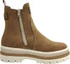 A side view of a brown and beige boot on a white background. Produktbild-Vorschau