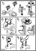 Diagrams showing the installation steps for a toilet seat. Produktbild-Vorschau