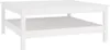 A white wooden coffee table with a lower shelf, shown from a slightly elevated side angle against a white background. Náhľad obrázku produktu