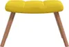A yellow upholstered stool with wooden legs on a white background. Produktbild-Vorschau